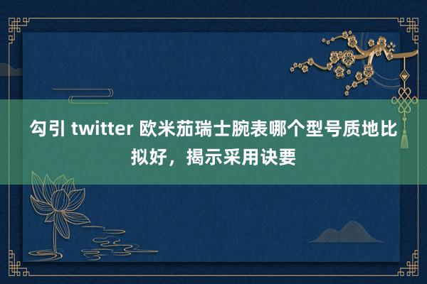 勾引 twitter 欧米茄瑞士腕表哪个型号质地比拟好，揭示采用诀要